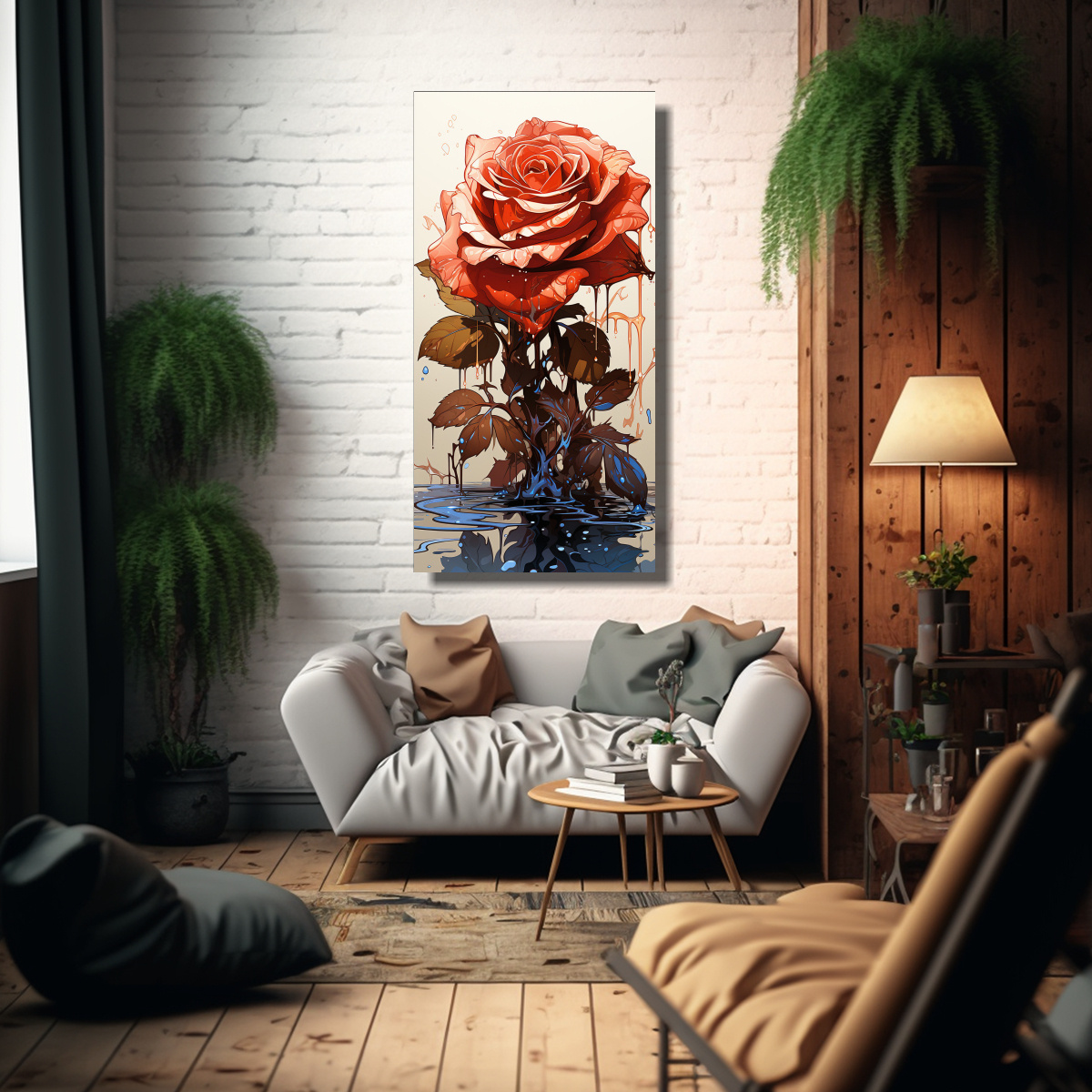 LIENZO CUADRO CONCEPTO FORMACIÓN ROSE FUNDIDA EN 30X60 CM - 2