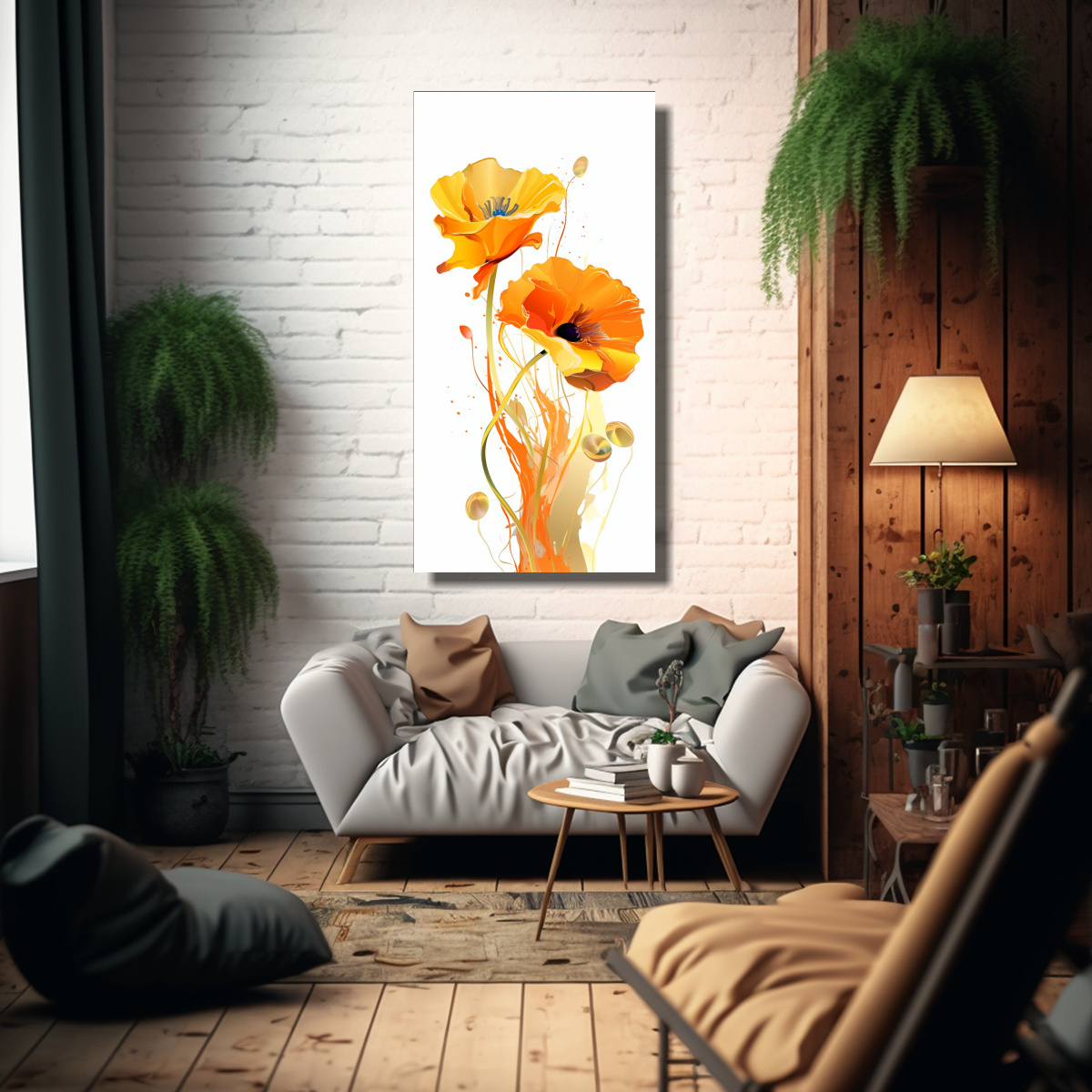CUADRO FOTOGRAFÍA PODEROSA DE AMAPOLA NARANJA EN 60X120 CM - 2