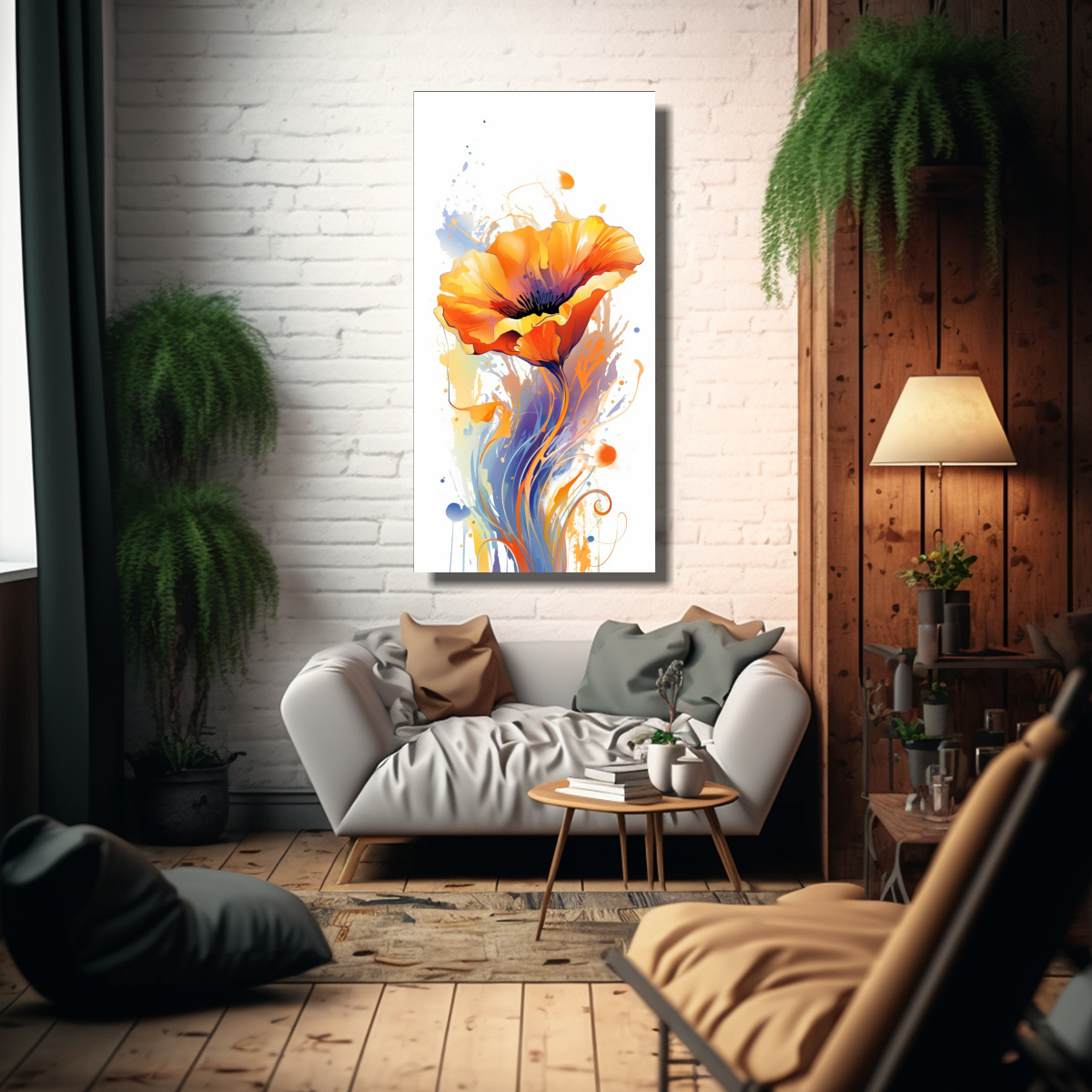 CUADRO LIENZO BASTIDOR PATRÓN BRILLANTE DE 70X140 CM - 2