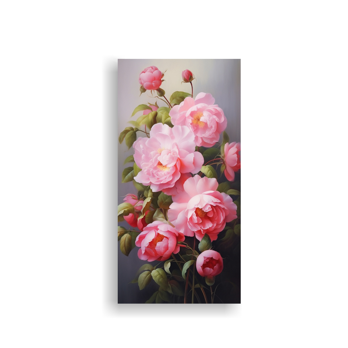 CUADRO MODERNO CON PEONIAS ROSADAS PARA DECORAR 20X40 CM - 1