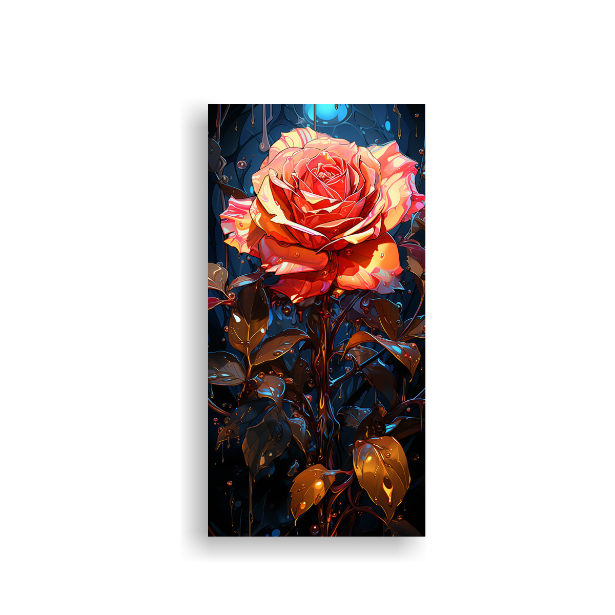 CUADRO DE DISEÑO ARTESANAL CON DIBUJO DE ROSA Y 30X60 CM - 1