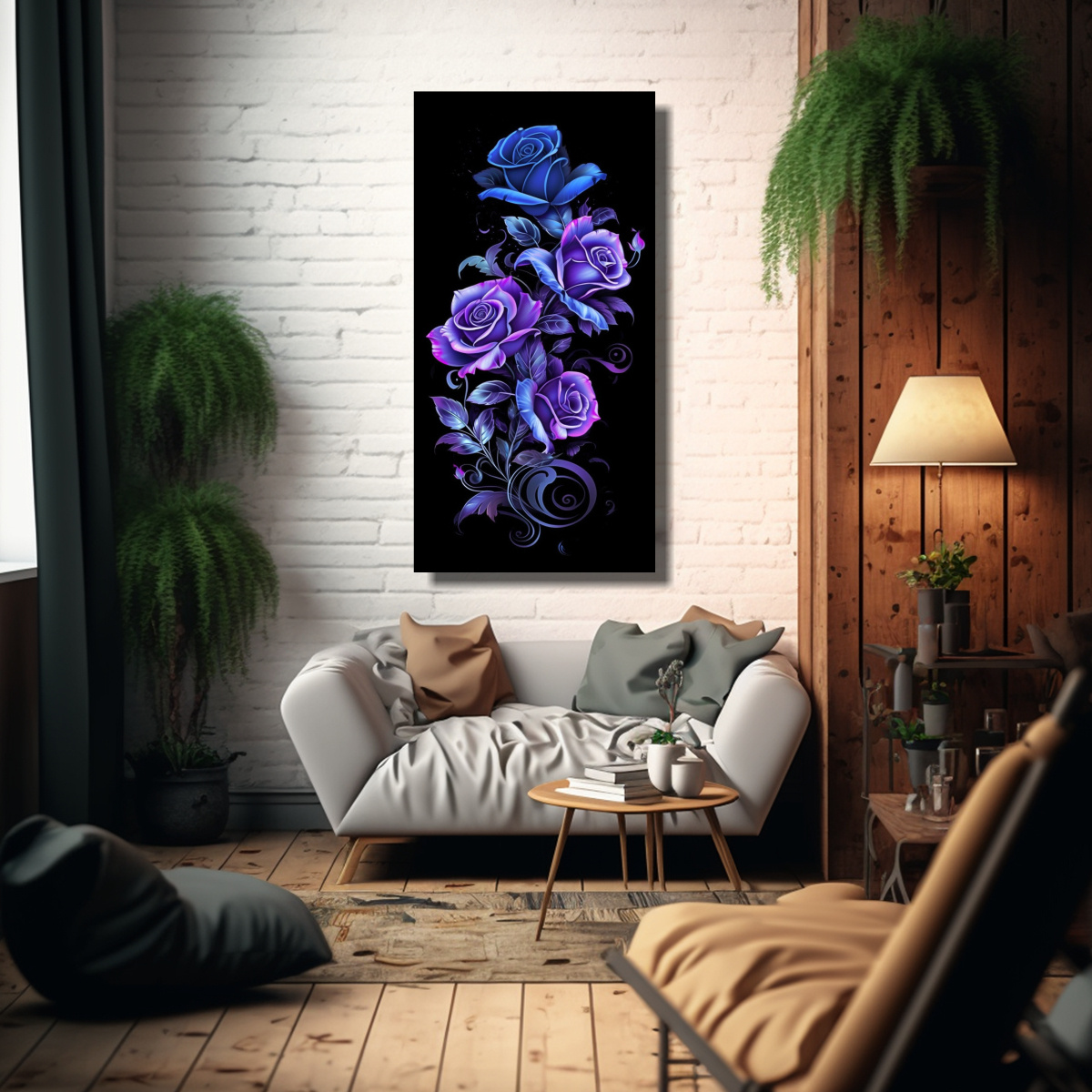 CUADRO DECORATIVO DE ILUSTRACIÓN DE ARTE: ROSAS 50X100 CM - 2