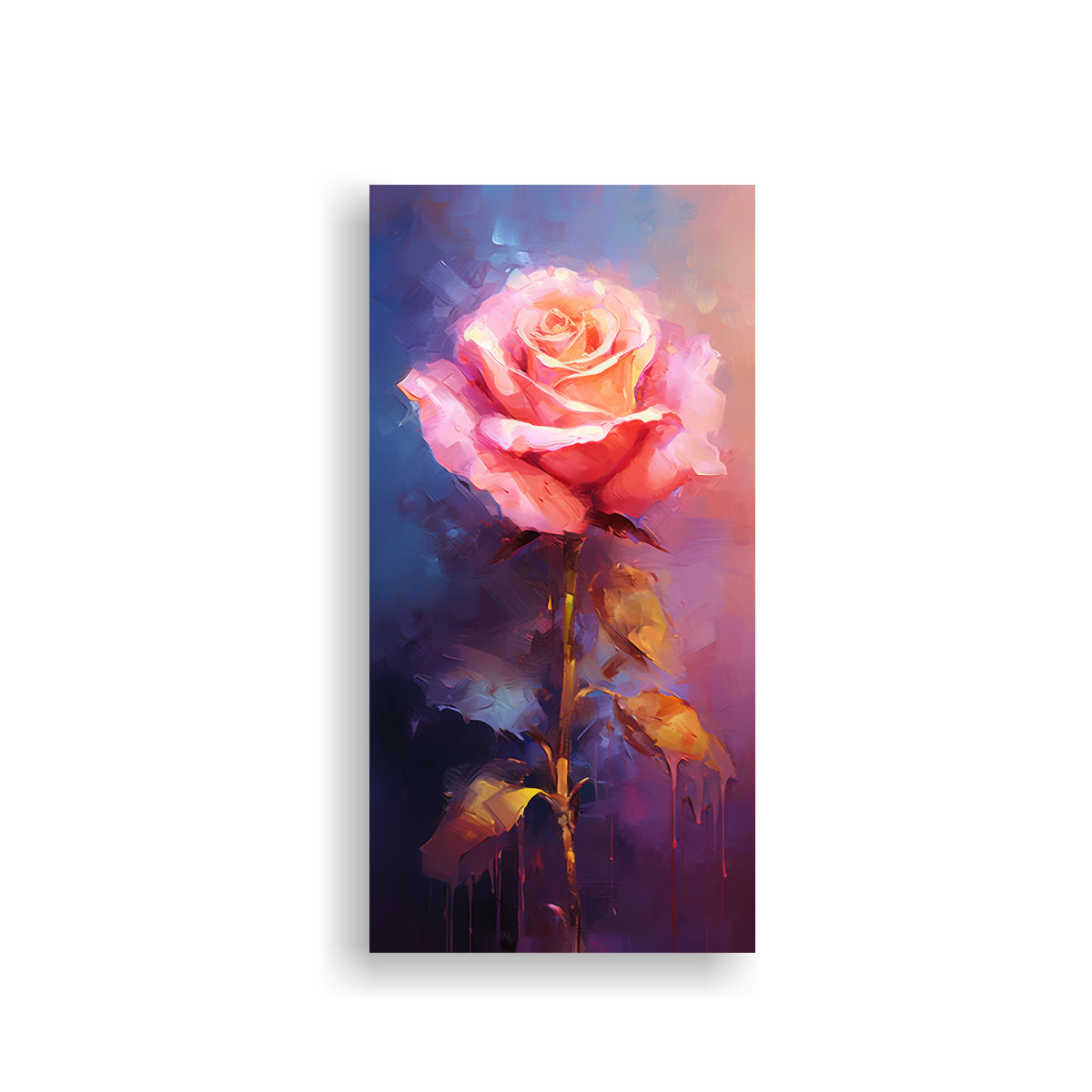 ARTE DE ROSA ROSA EN PINTURA AL ESTILO ÓLEO PARA 30X60 CM - 1