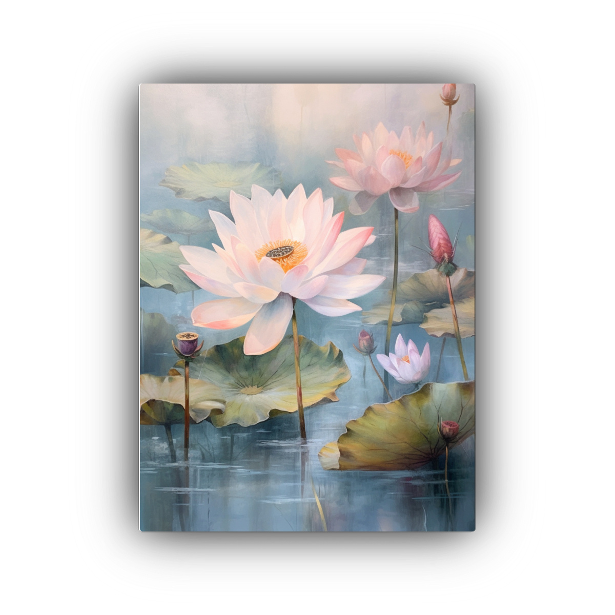 PINTURAS DECORATIVAS DE LOTUS DELICADAS EN 40X60 CM - 1