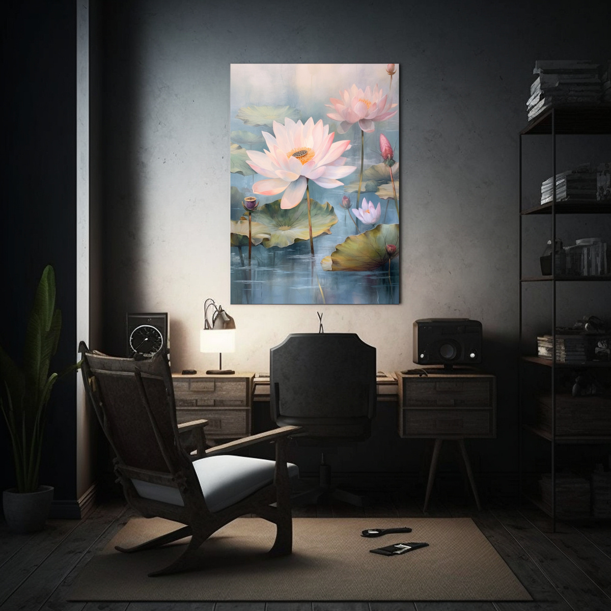 PINTURAS DECORATIVAS DE LOTUS DELICADAS EN 40X60 CM - 2