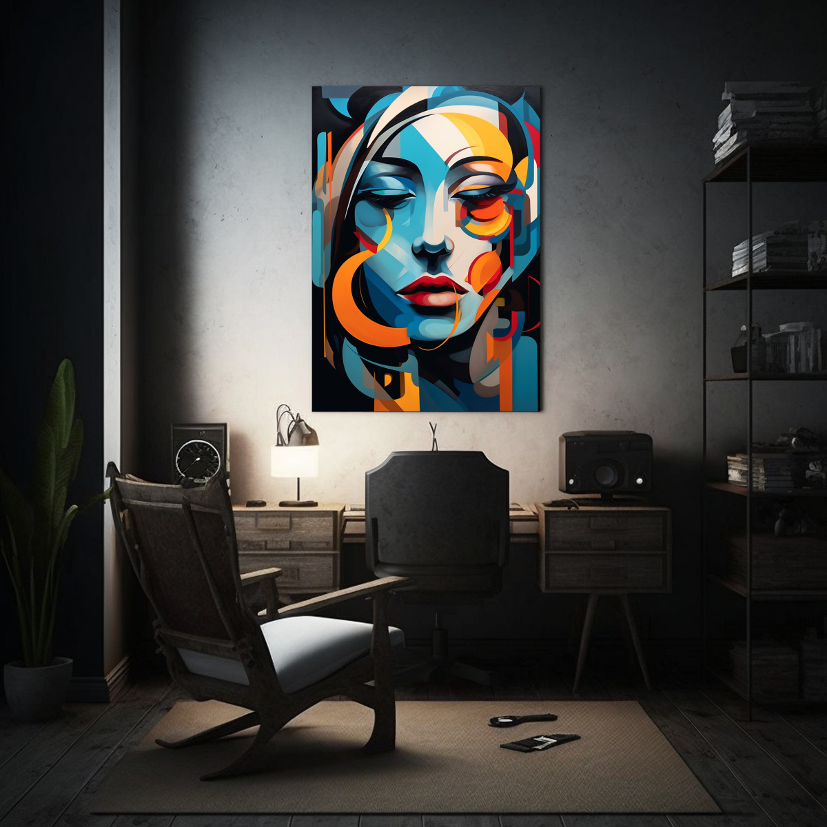 CUADRO ABSTRACTO DE TELA INSPIRADO EN PICASSO 60X90 CM - 2