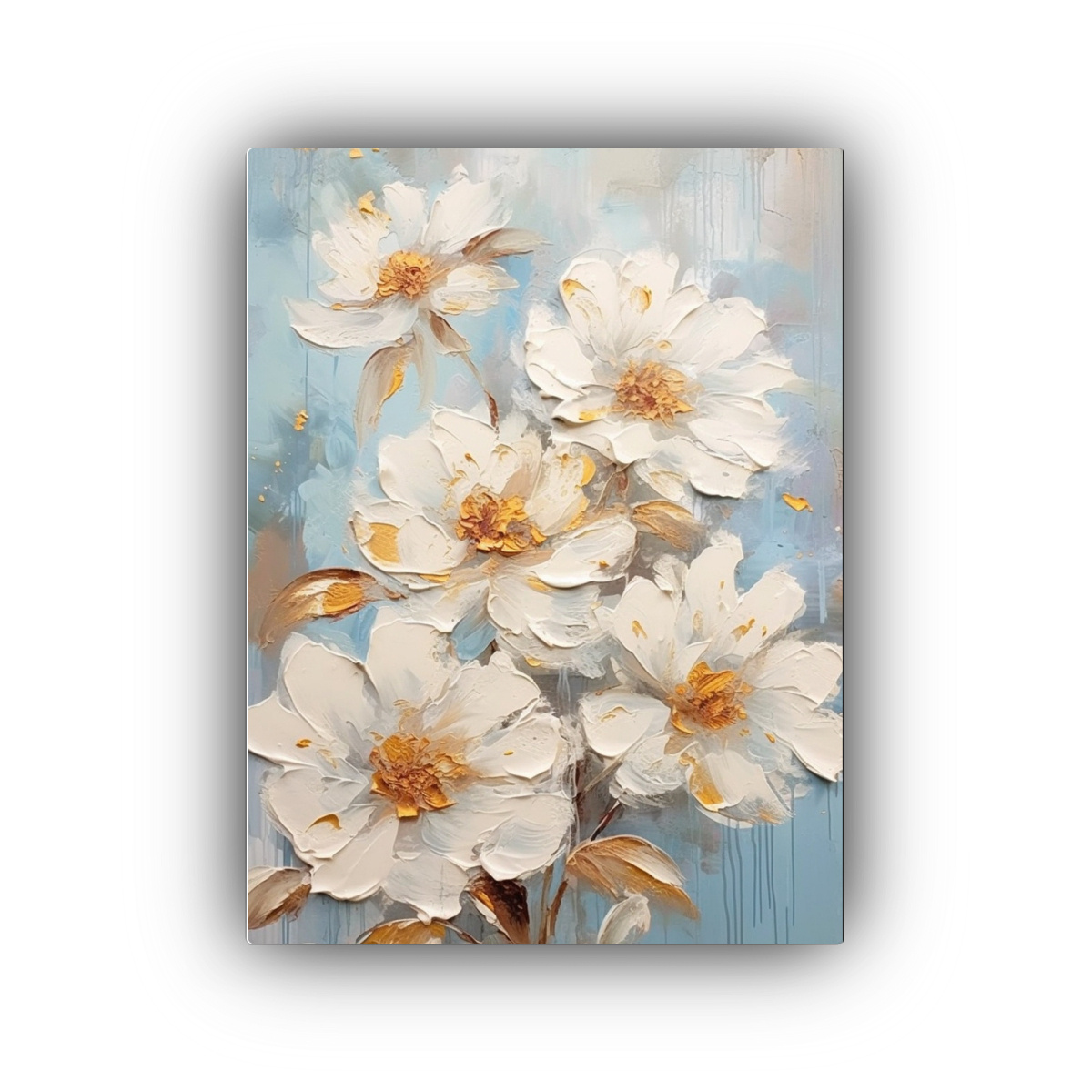 PINTURA AL ÓLEO DE FLORES GRANDES Y PEQUEÑAS EN 50X75 CM - 1