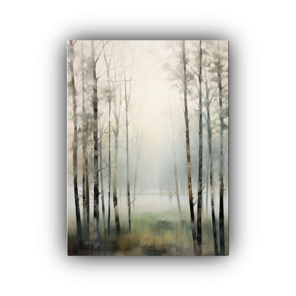PINTURA AL ÓLEO CON CAMPO BLANCO Y ÁRBOLES EN 20X30 CM - 1