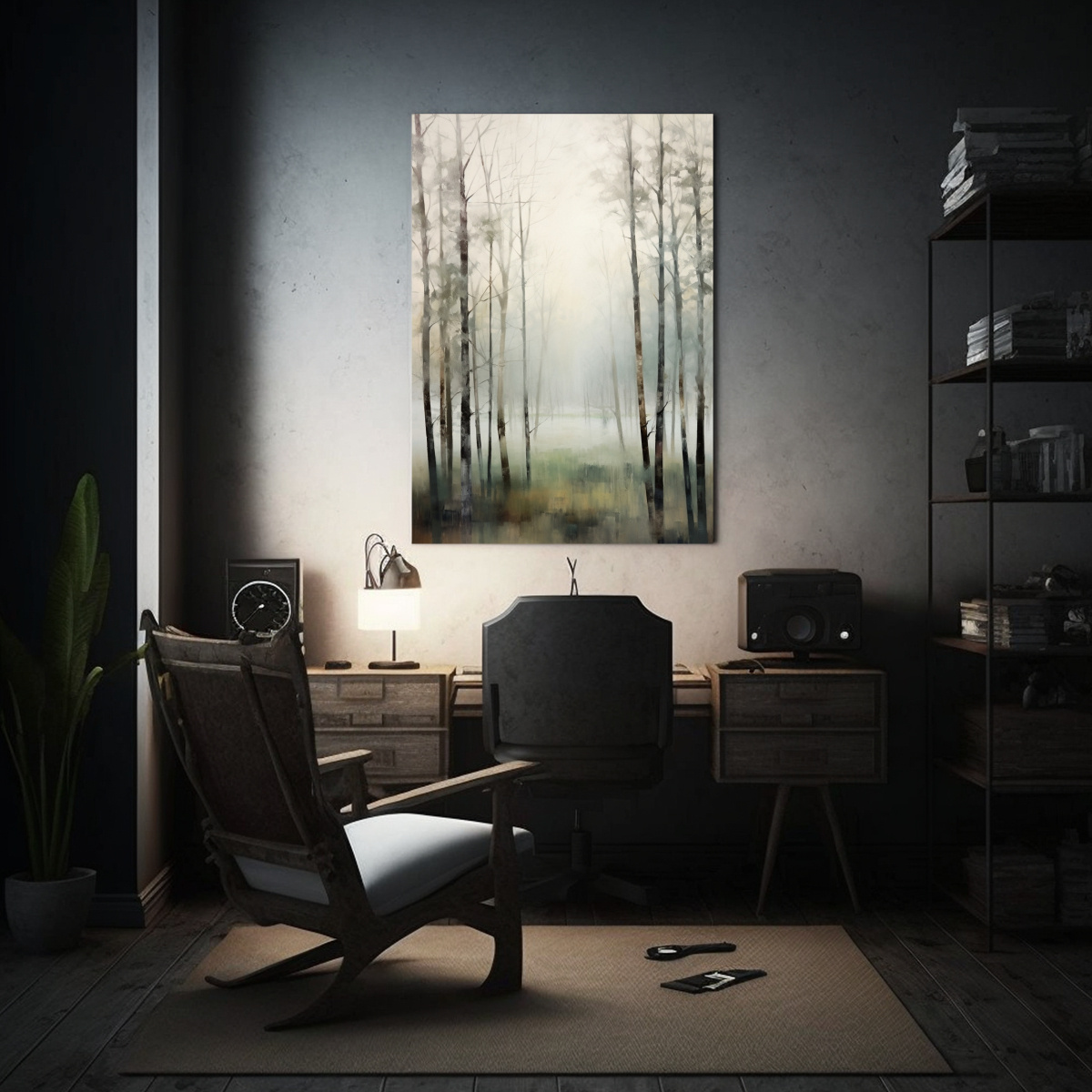 PINTURA AL ÓLEO CON CAMPO BLANCO Y ÁRBOLES EN 20X30 CM - 2