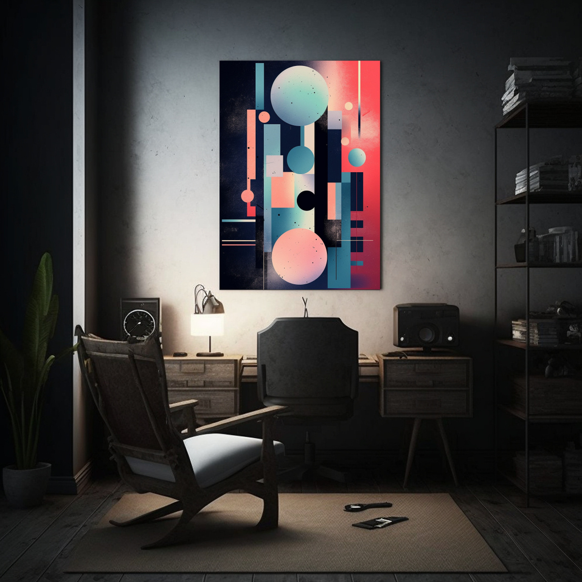 PINTURA GEOMÉTRICA ABSTRACTA EN LIENZO CON 50X75 CM - 2