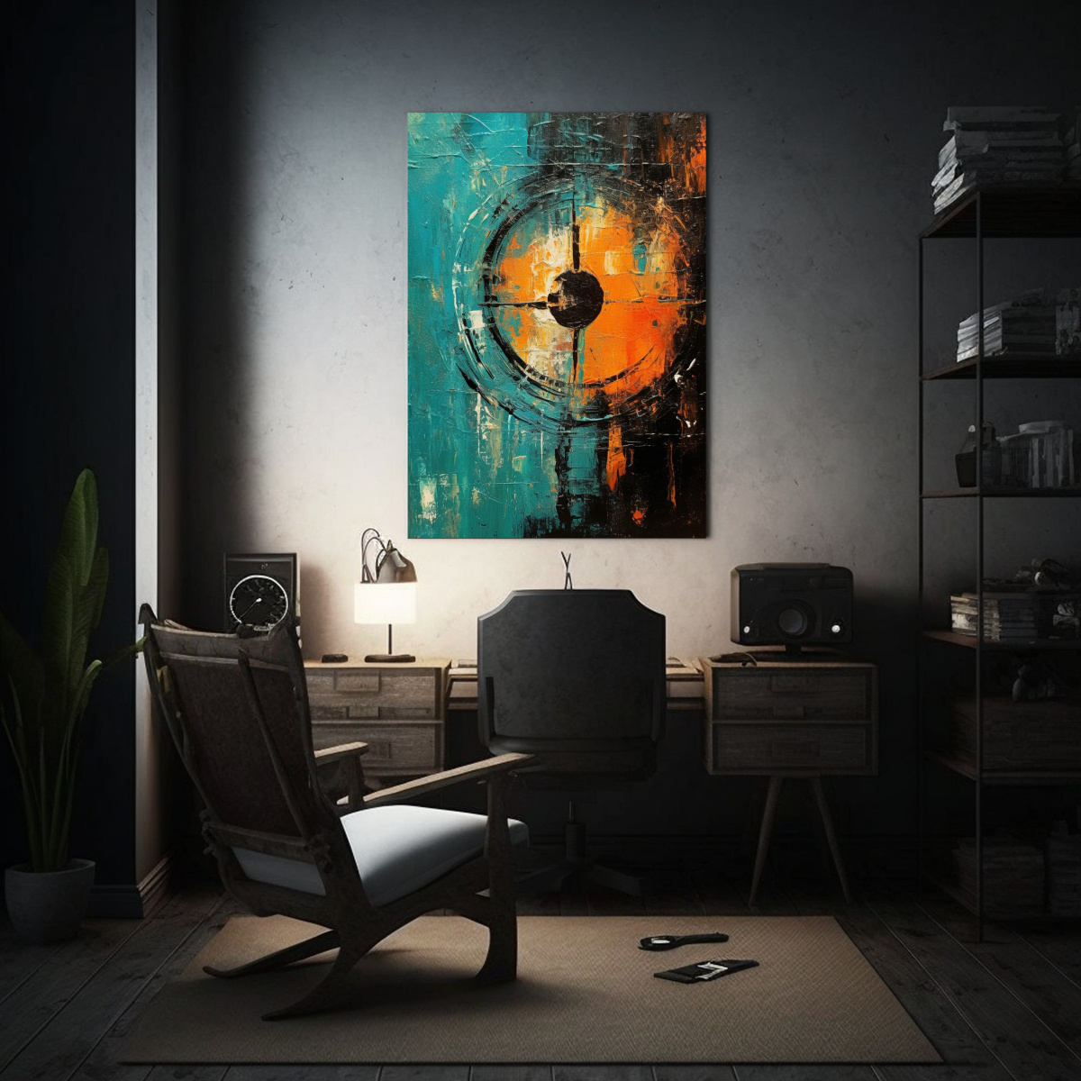 CUADRO ABSTRACTO PARA SALA EN ÓLEO OSCURO CON 80X120 CM - 2