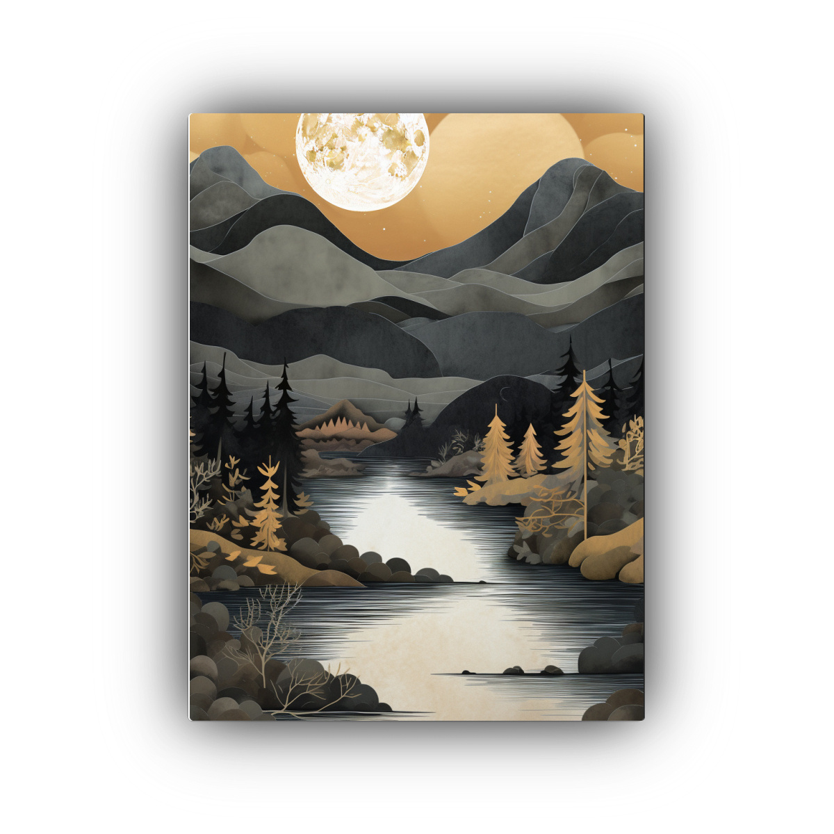 CUADRO VINTAGE DE PAISAJE DE MONTAÑA CERCA DEL 60X90 CM - 1