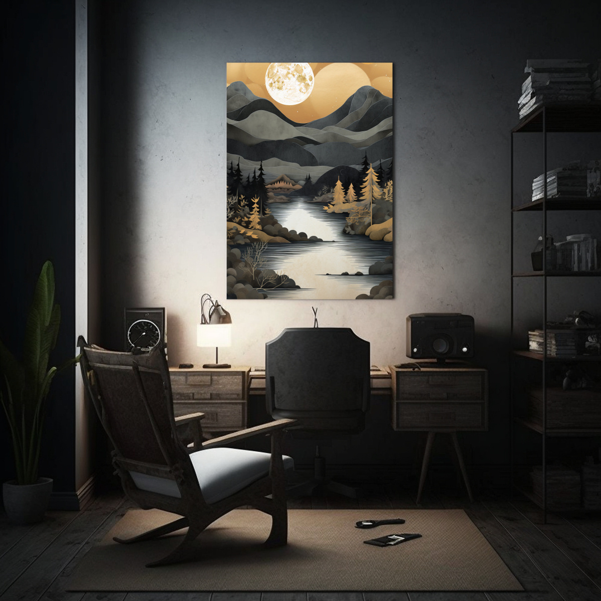 CUADRO VINTAGE DE PAISAJE DE MONTAÑA CERCA DEL 60X90 CM - 2