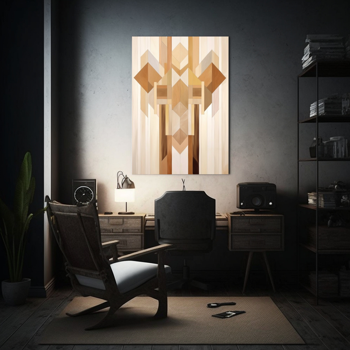 CUADRO ACUARELA GEOMÉTRICO RESISTENTE EN DISEÑO 50X75 CM - 2