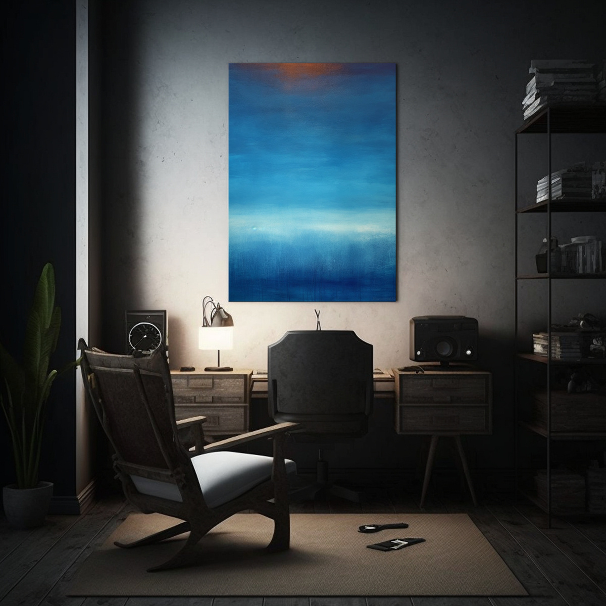 TELA EN BASTIDOR: COMBINACIÓN AZUL OMBRE ROTHKO 40X50 CM - 2