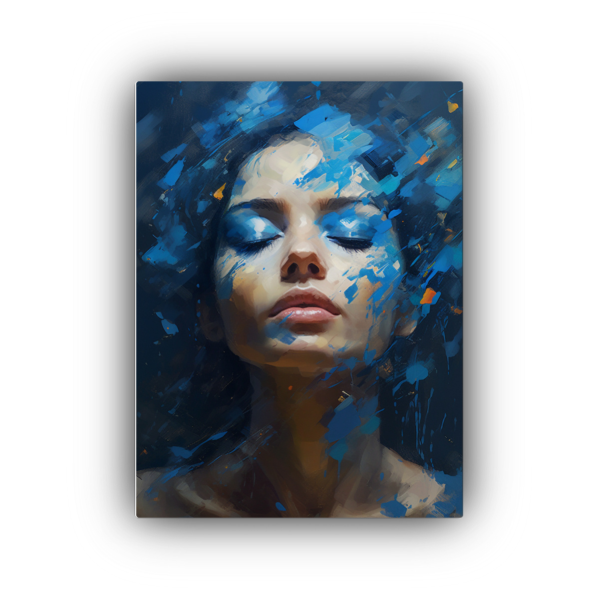 PINTURA AZUL DINÁMICA DE UNA PERSONA CON PINTURA 30X40 CM - 1