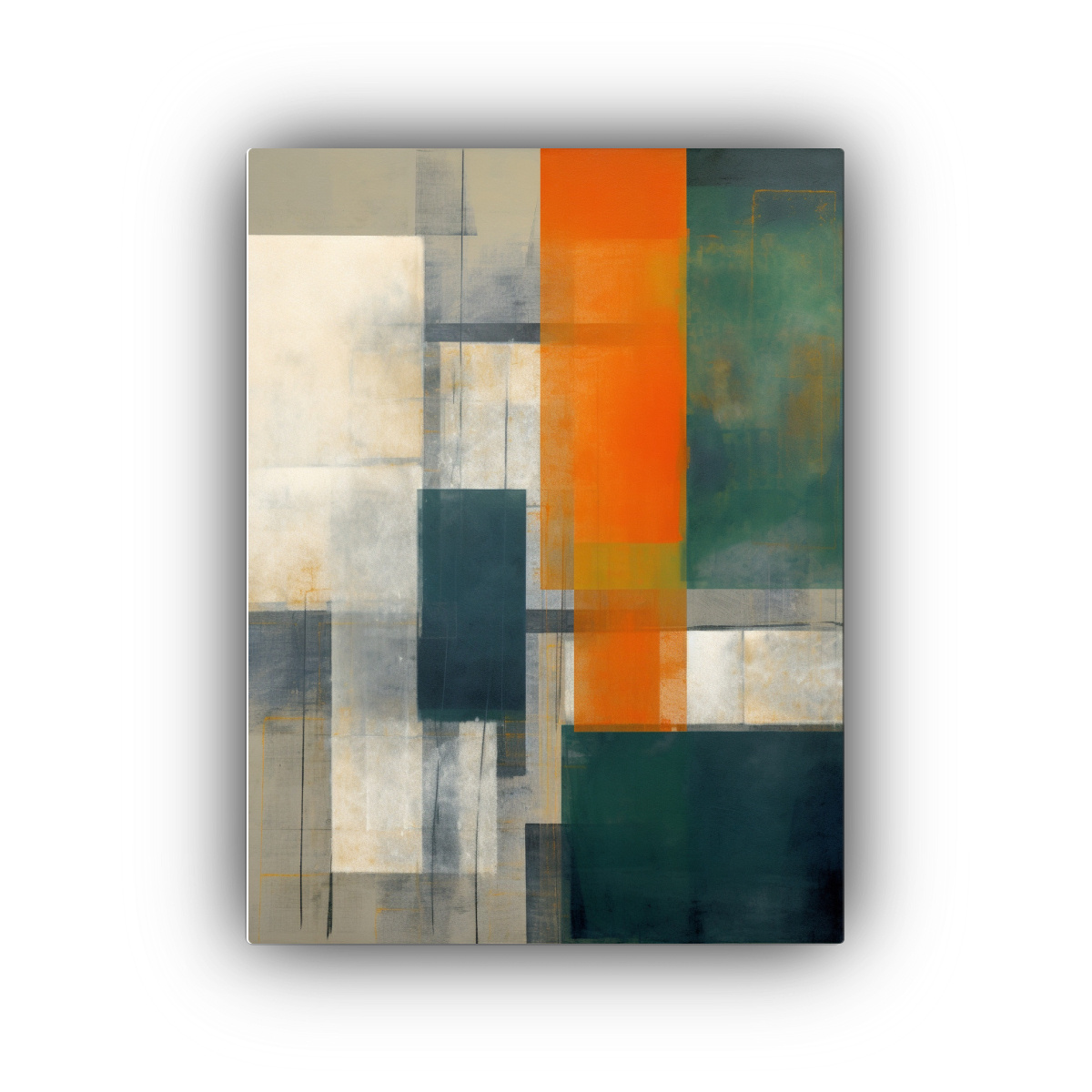 CUADRO ABSTRACTO DE DOS EDIFICIOS CON BANDERA 50X65 CM - 1