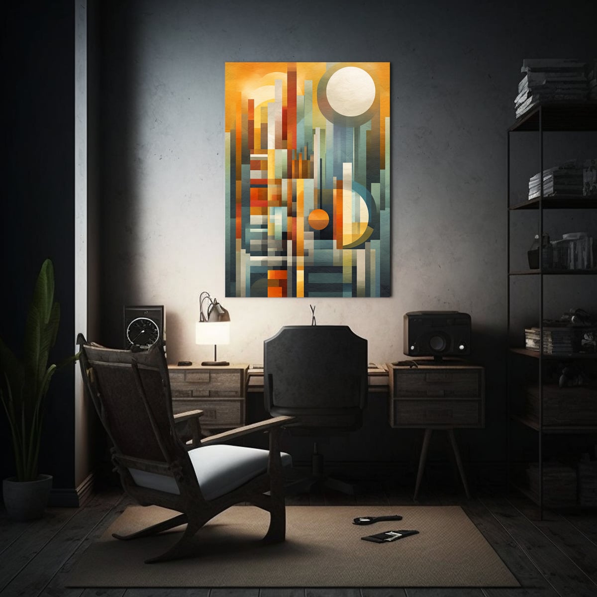 PINTURA ARTE GEOMÉTRICO: PAISAJE ABSTRACTO Y 50X65 CM - 2