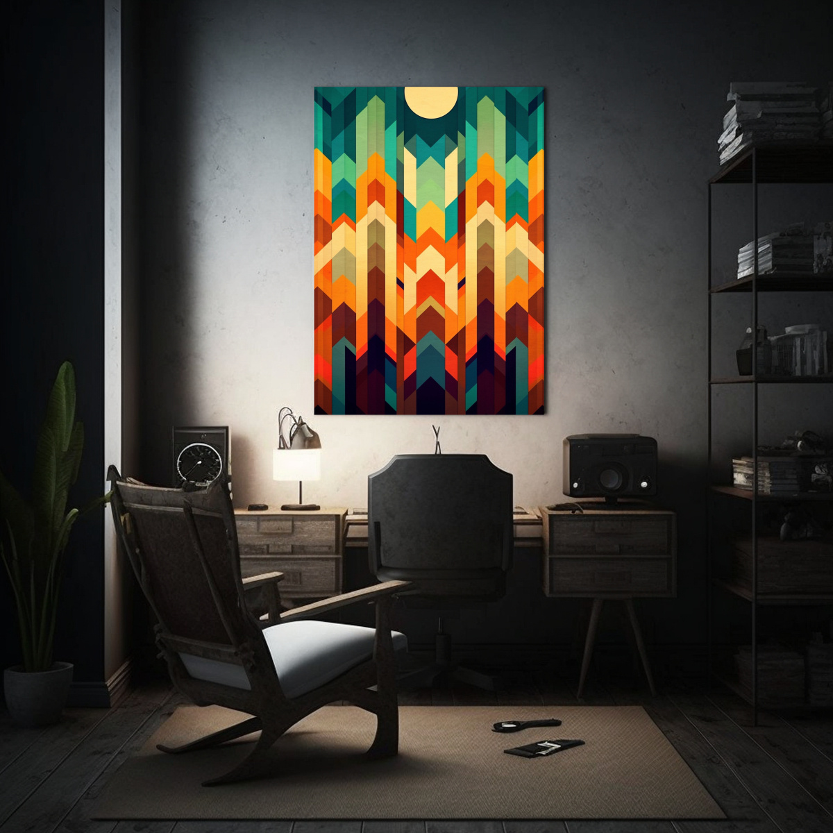 TELA EN BASTIDOR DECORATIVO ABSTRACTO CON LÍNEAS 80X120 CM - 2