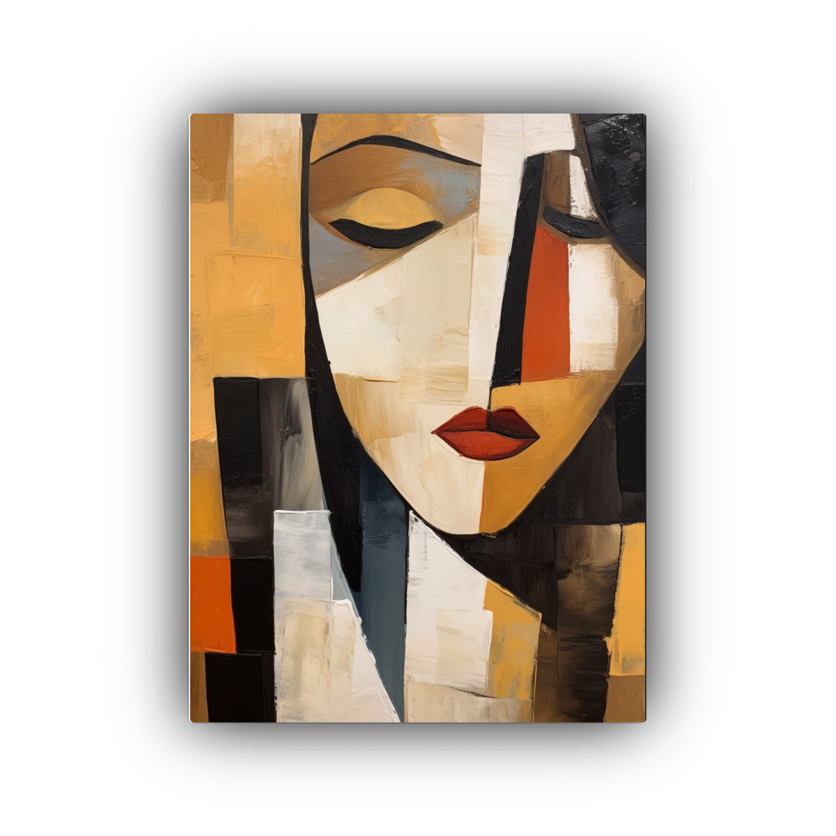 CUADRO MINIMALISTA AL ÓLEO DE UN CÁLIDO RETRATO 80X120 CM - 1