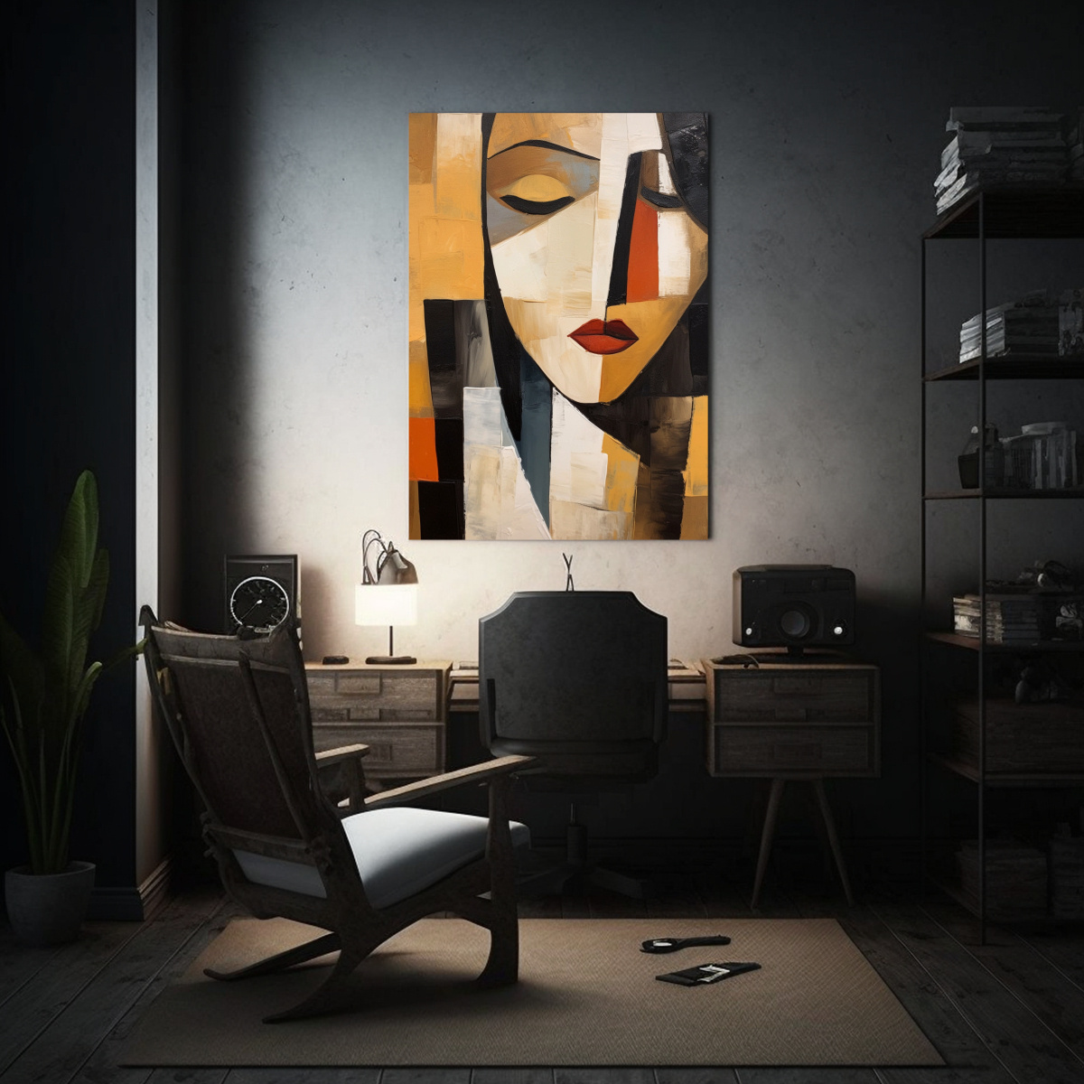 CUADRO MINIMALISTA AL ÓLEO DE UN CÁLIDO RETRATO 80X120 CM - 2
