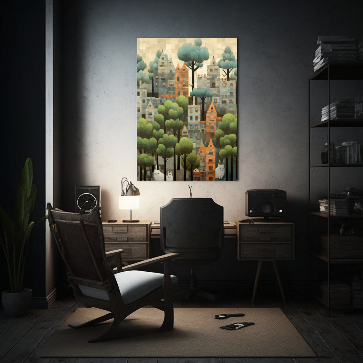 1 CUADRO ADORNO HERMOSO DE DISEÑO DE CIUDAD EN 60X90 CM - 2