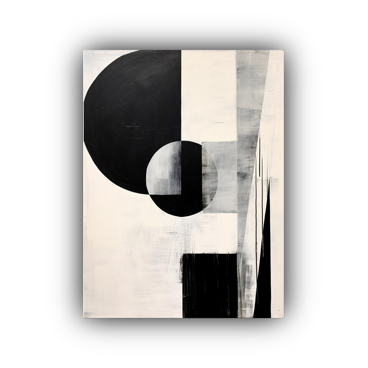 CUADRO ABSTRACTO MINIMALISTA BLANCO Y NEGRO CON 20X30 CM - 1
