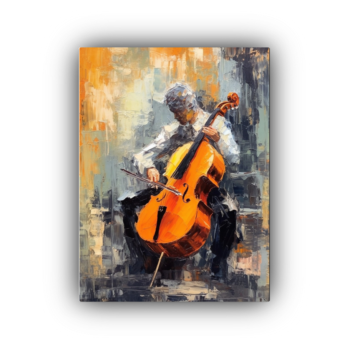 CUADRO MODERNO DE UN CELLO INTERPRETADO POR UN 20X30 CM - 1