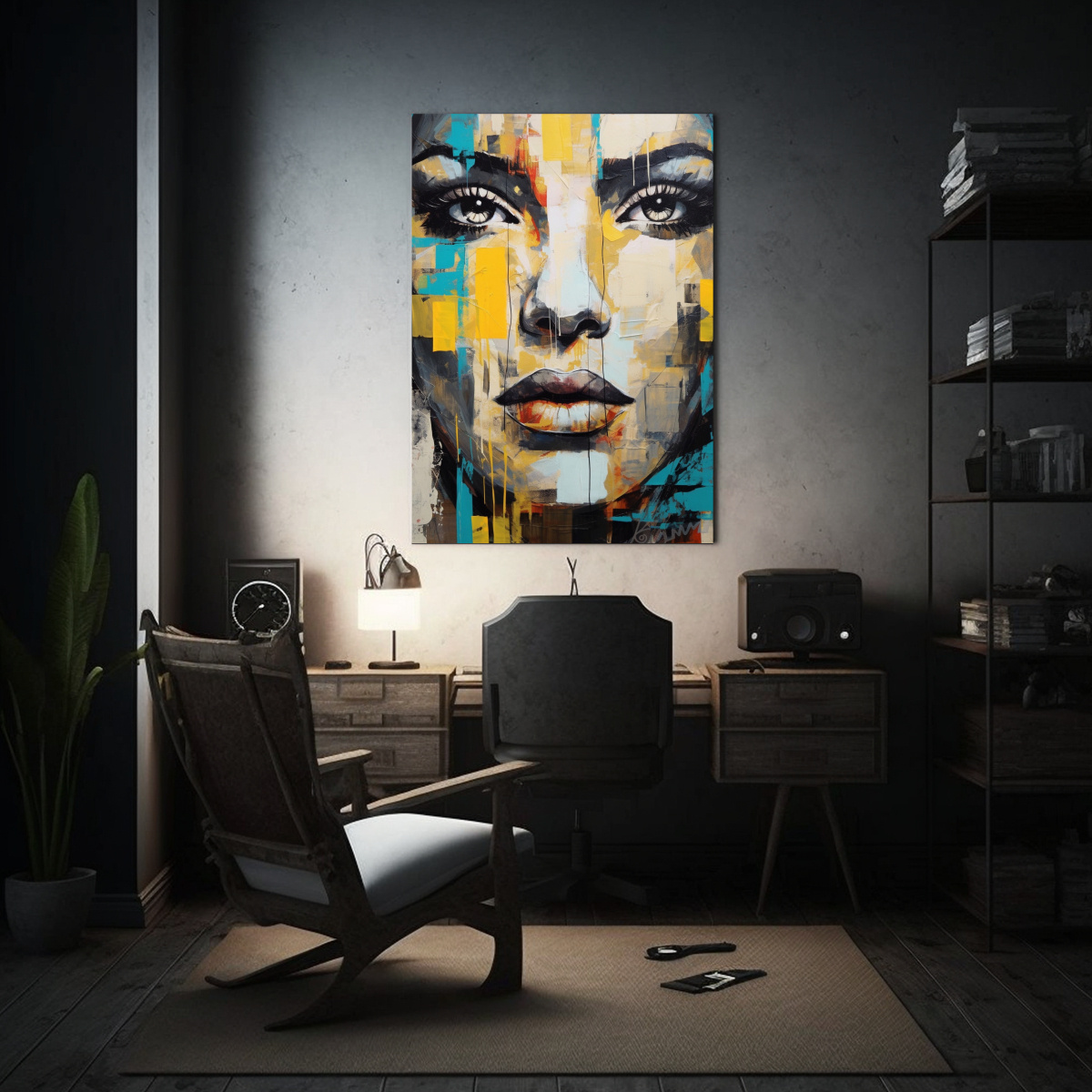 PINTURA DECORATIVA UHD NOIR CON ROSTRO DE MUJER Y 50X75 CM - 2