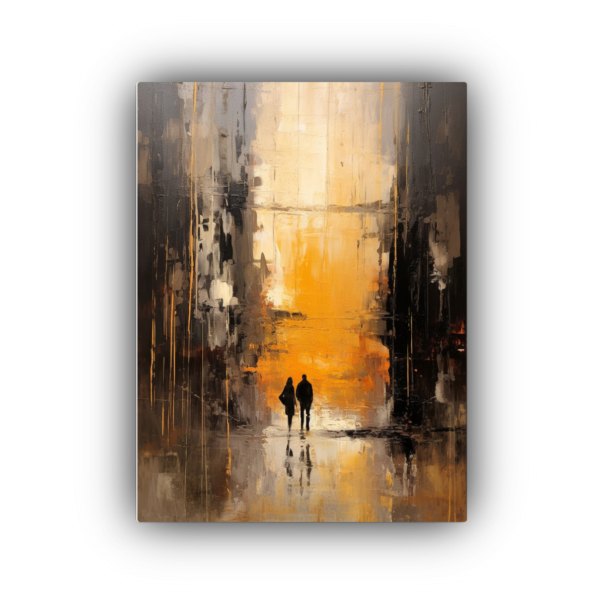 PINTURAS ABSTRACTAS DE SILUETAS DORADAS EN EL 30X45 CM - 1