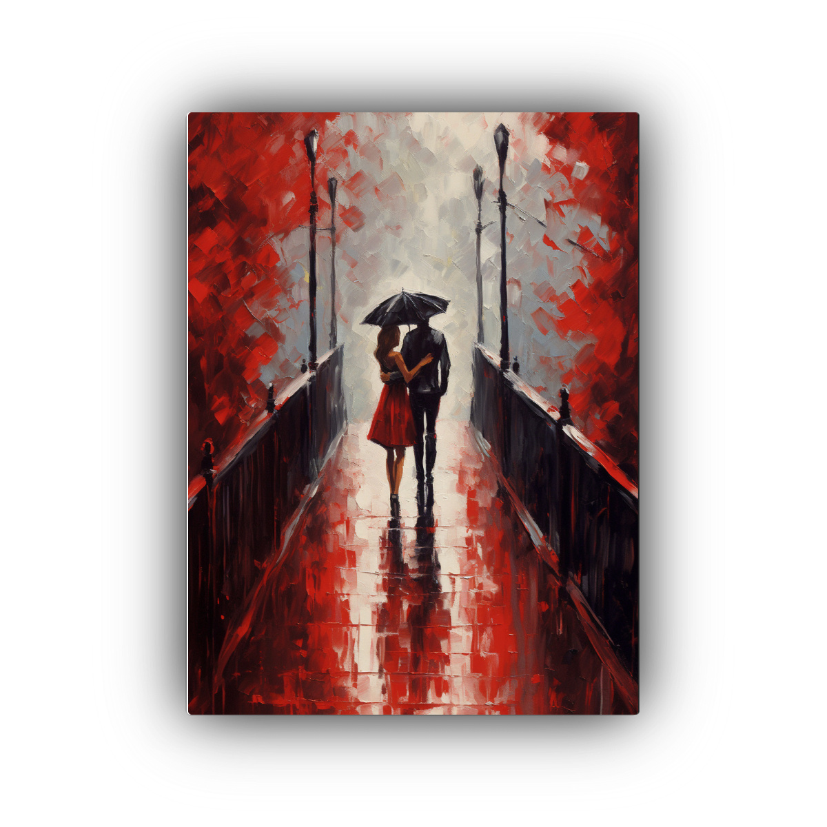 PINTURA DECORATIVA DE PAREJA BESÁNDOSE BAJO LA 60X90 CM - 1