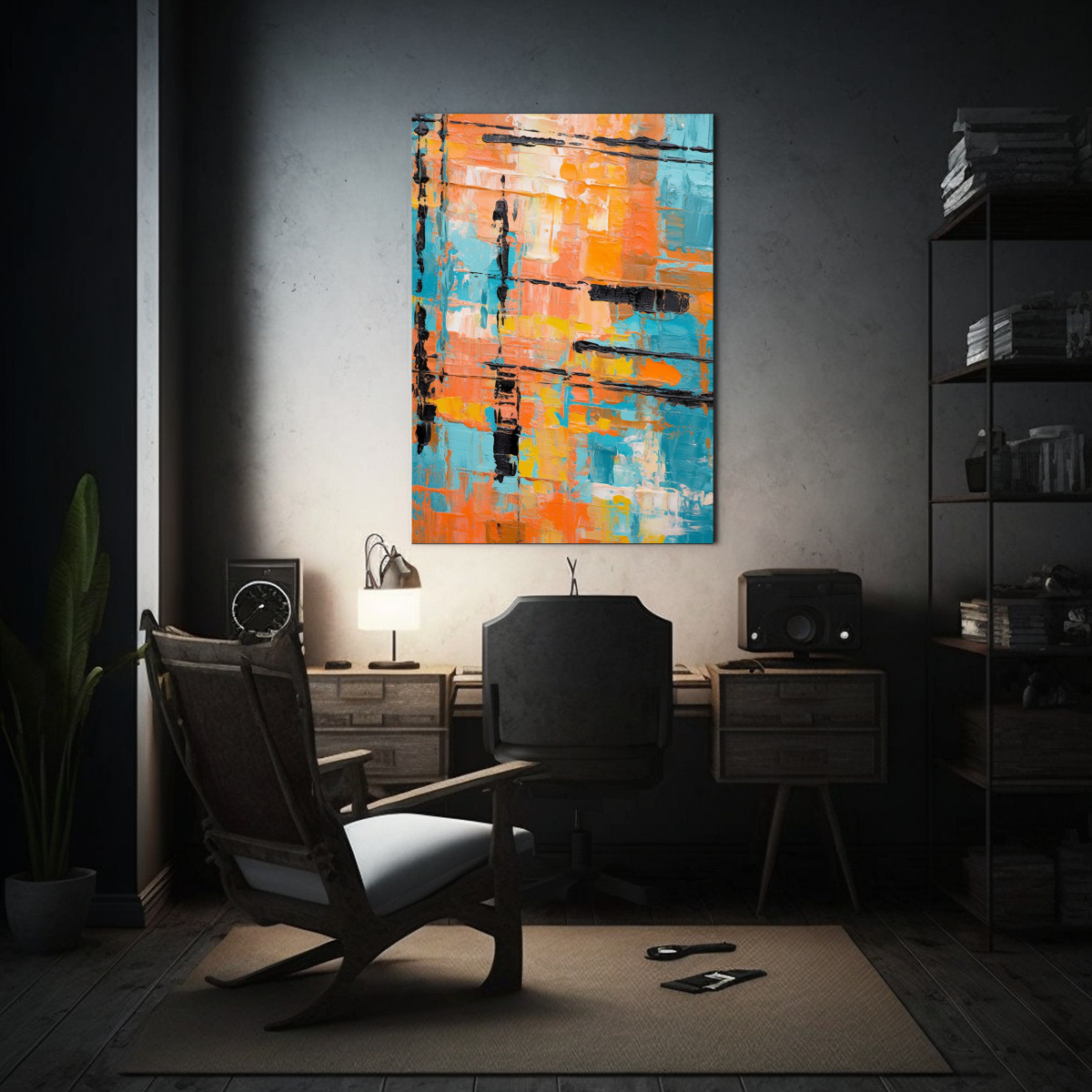 PINTURA COMPOSICIÓN LIVING EN PRIMER PLANO, 60X90 CM - 2