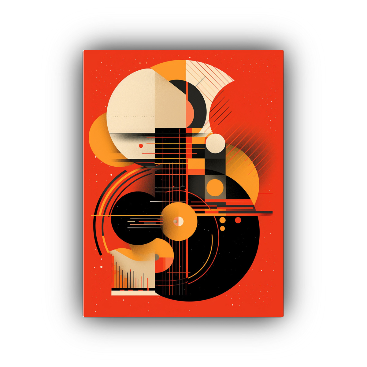 CUADRO ABSTRACTO NARANJA Y NEGRO PARA DECORACIÓN 50X75 CM - 1