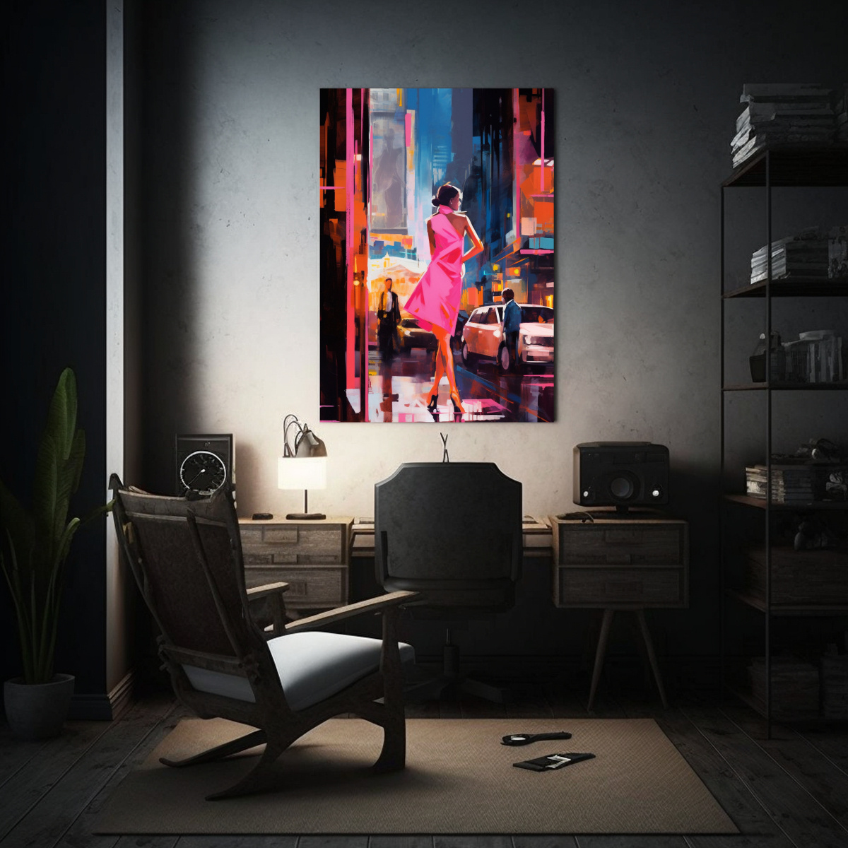 PINTURA DE MUJER EN TIMES SQUARE PARA DECORACIÓN 30X40 CM - 2