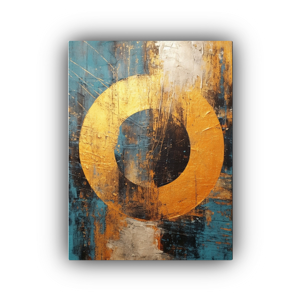 LIENZO DE TELA MODERNO CIRCULO LUMINOSO EN EL 20X30 CM - 1