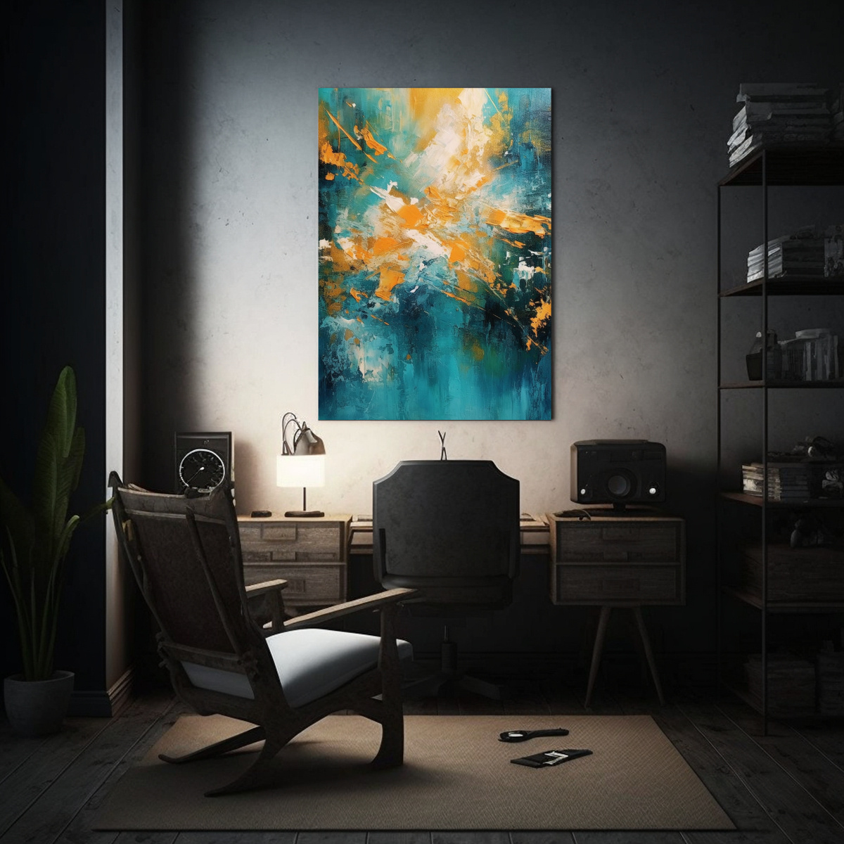 PINTURA ABSTRACTA TONOS EQUILIBRIO MAR DORADO 72 40X50 CM - 2