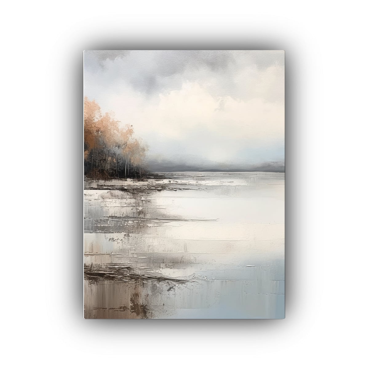 PINTURA ACUÁTICA GRIS Y BLANCA EN ESTILO 20X30 CM - 1