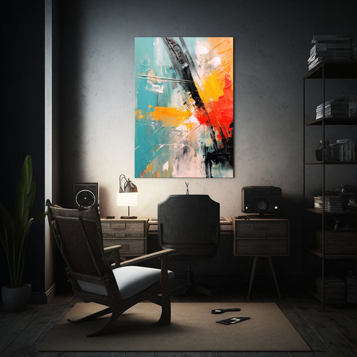 CUADRO ABSTRACTO ESTILO GALERÍA IMPRESIONANTE 60X90 CM - 2