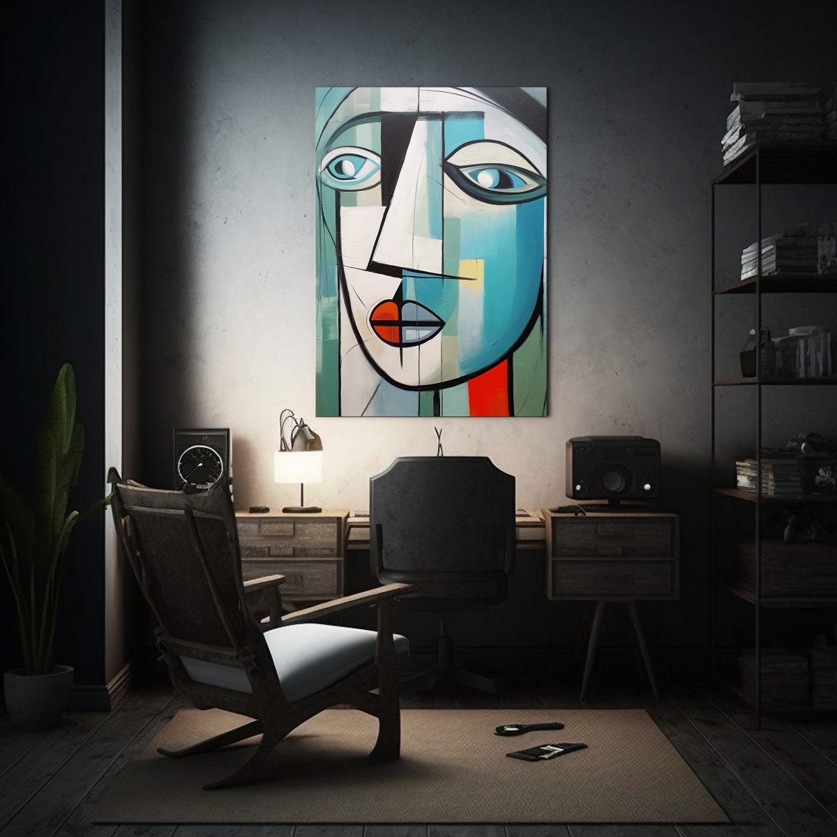 PINTURA EN LIENZO: NATURALEZA VIVA CON FONDO AZUL 30X40 CM - 2