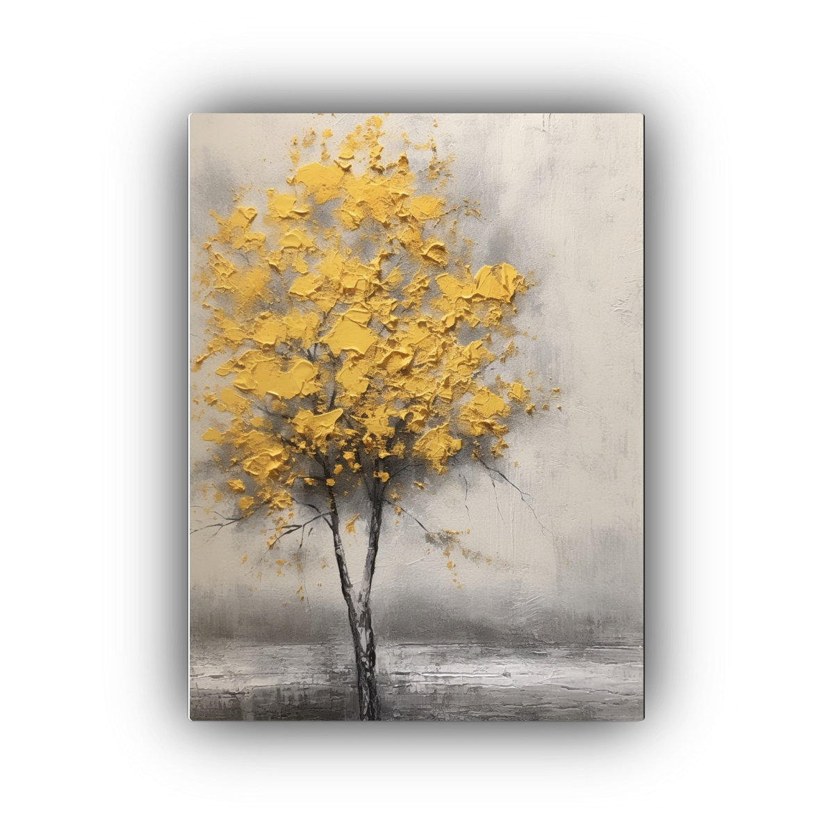 CUADRO HERMOSO: ÁRBOL AMARILLO EN FONDO BLANCO 50X75 CM - 1