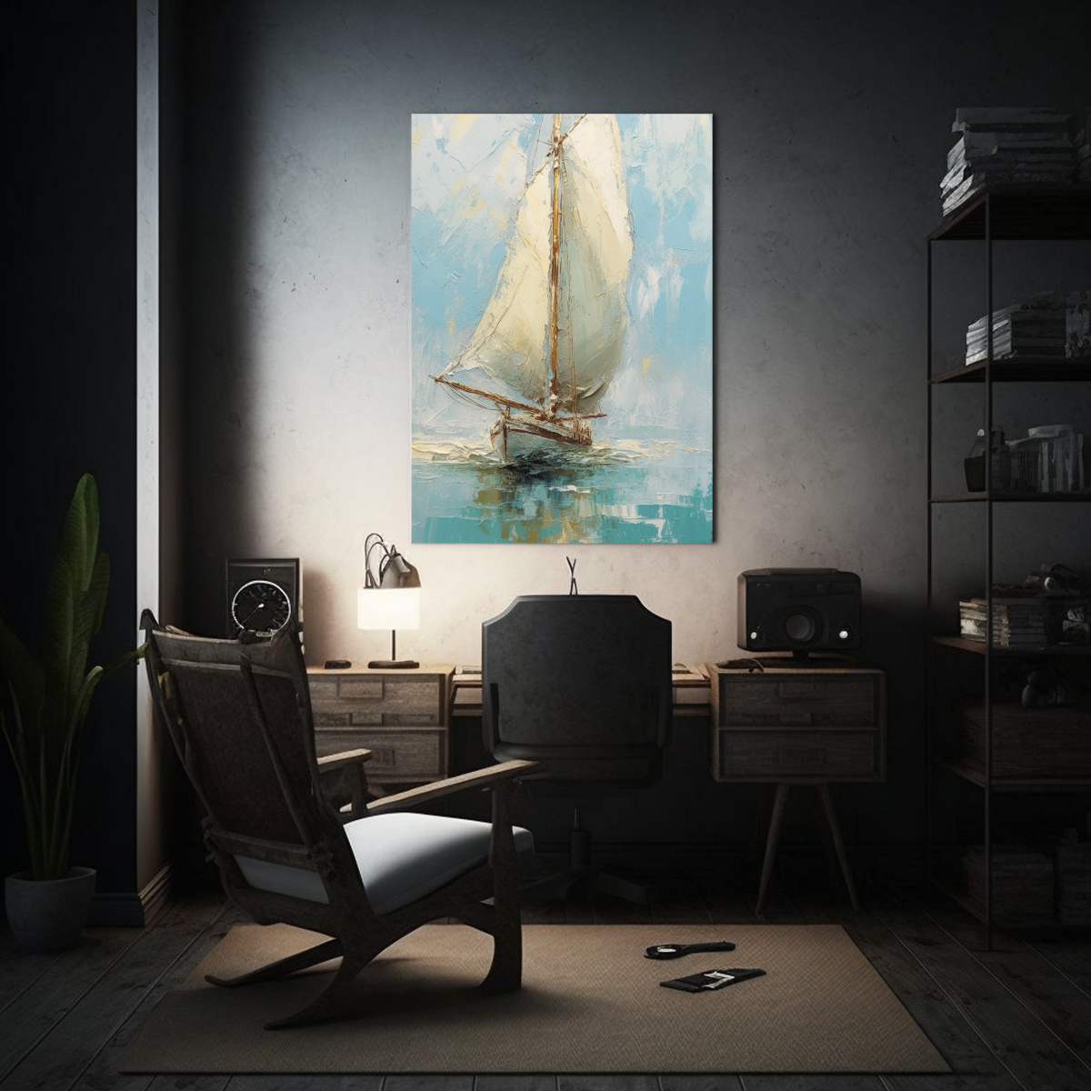 CUADRO JUVENIL LIENZO DECORATIVO DE BARCO A VELA 40X60 CM - 2