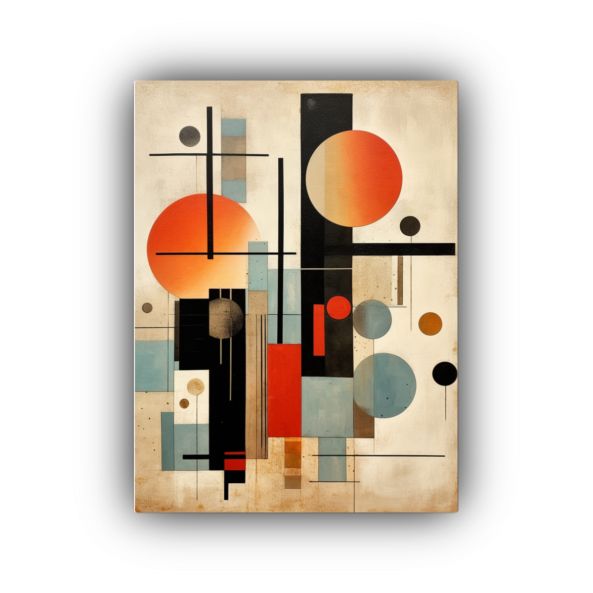 TELA EN BASTIDOR VINTAGE ABSTRACTO DE ESTILO MID 40X60 CM - 1
