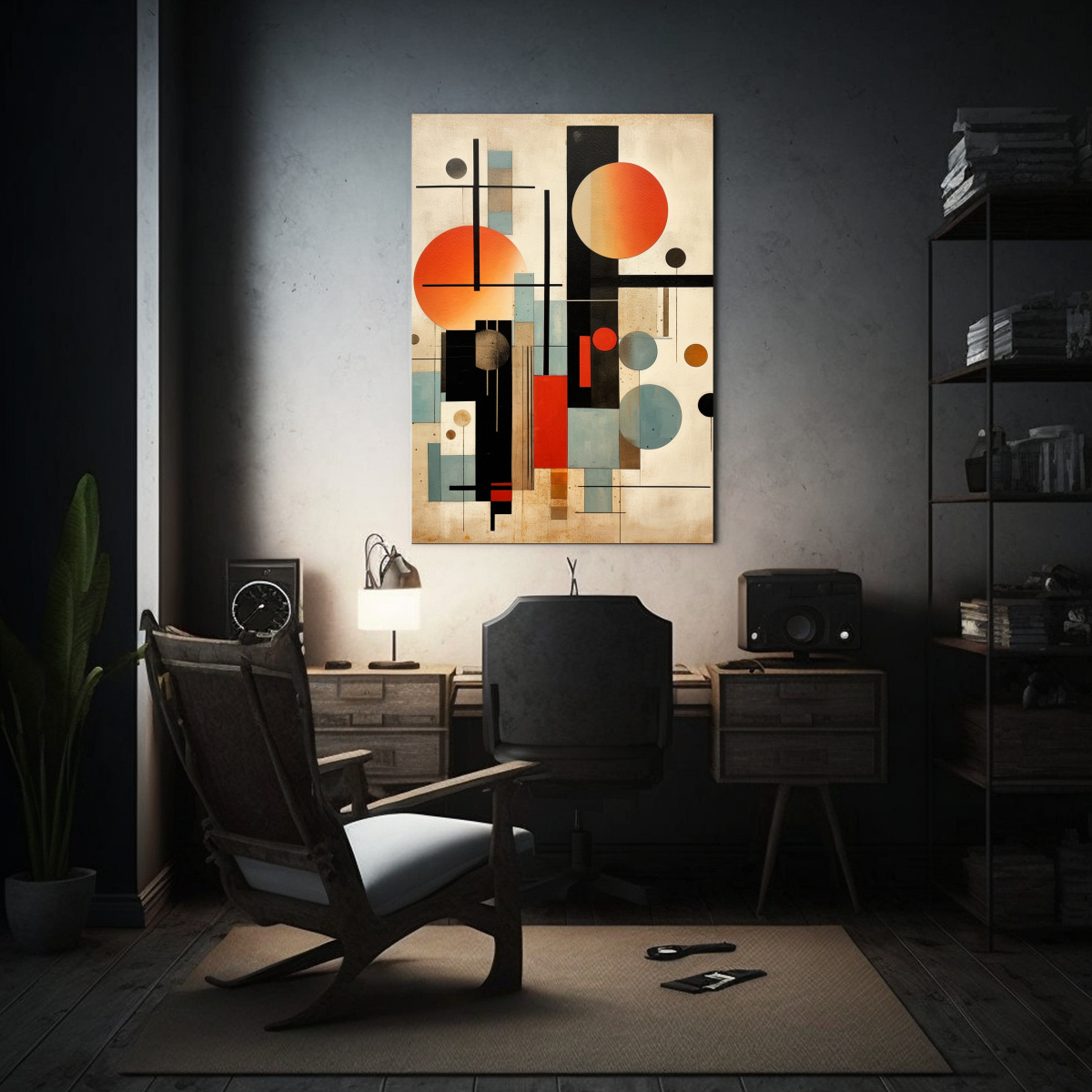 TELA EN BASTIDOR VINTAGE ABSTRACTO DE ESTILO MID 40X60 CM - 2