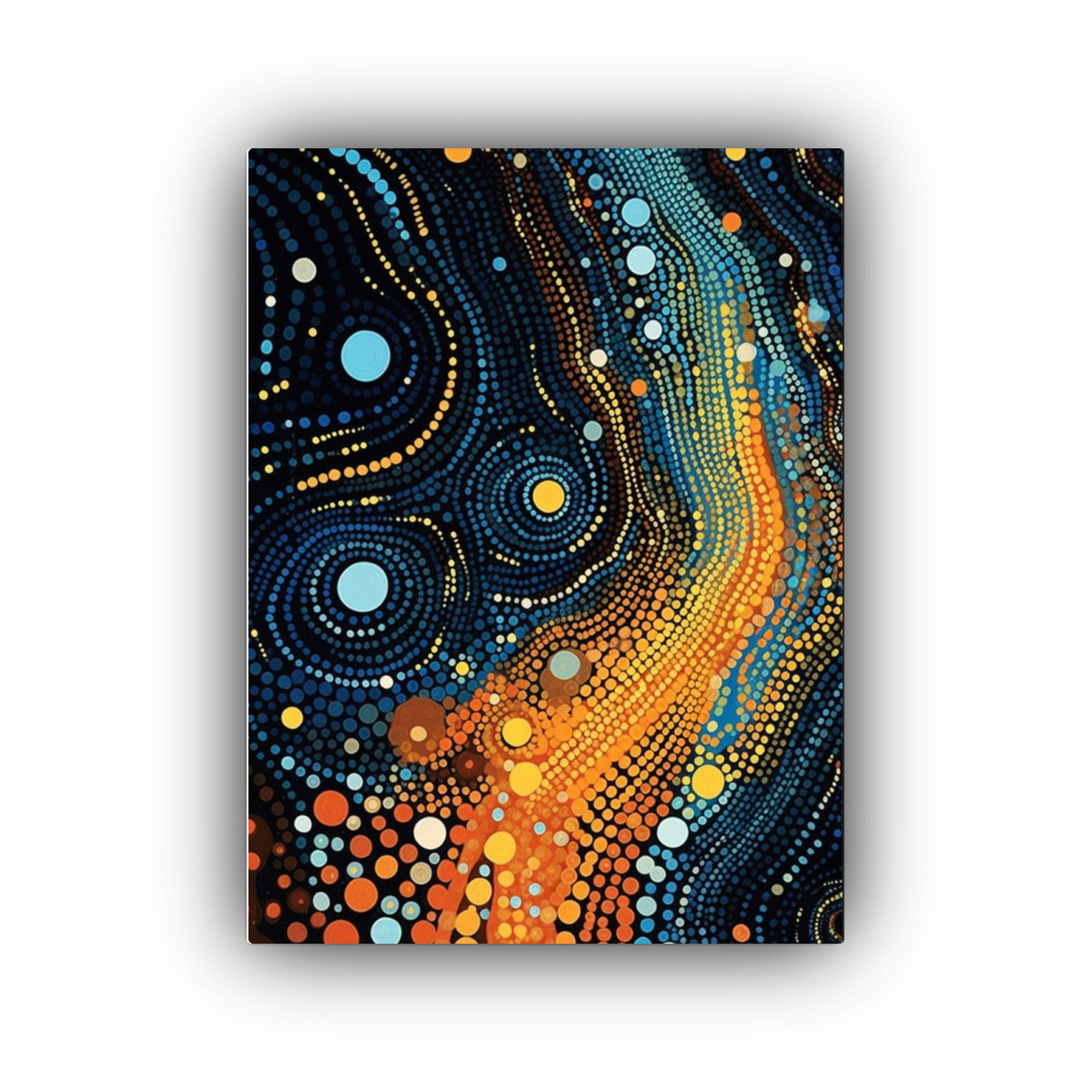 CUADRO GEOMÉTRICO ABORIGEN INTENSO CON ARTE 40X50 CM - 1
