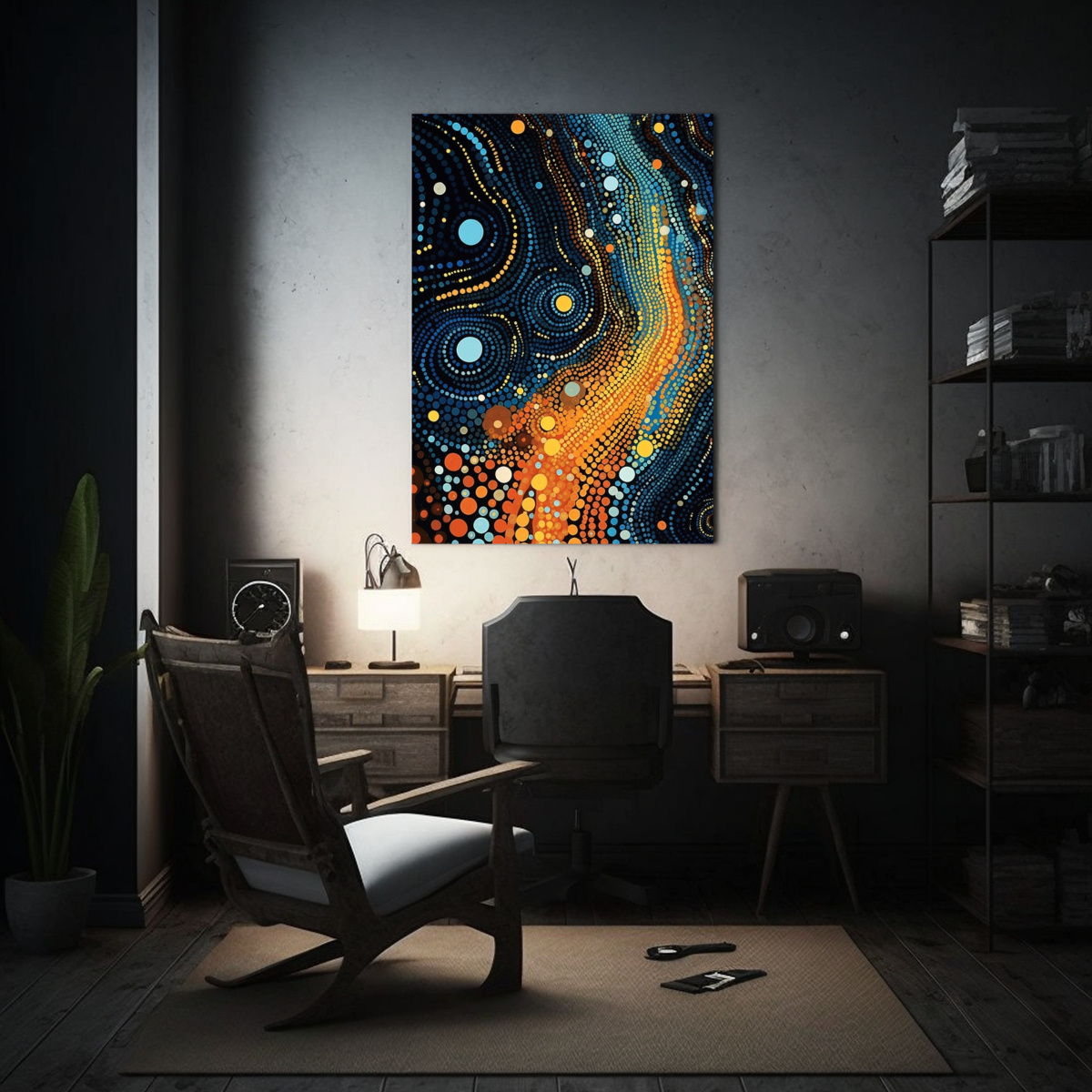 CUADRO GEOMÉTRICO ABORIGEN INTENSO CON ARTE 40X50 CM - 2