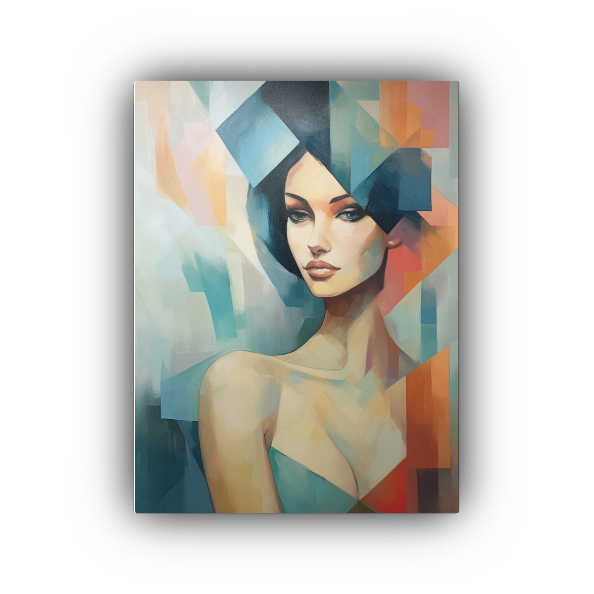 CUADRO MUJER CREATIVA CON TEXTURA EN TONOS PASTEL 40X50 CM - 1