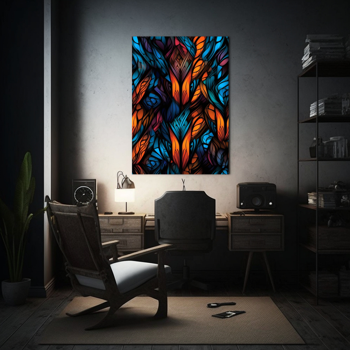 PINTURA DECORATIVA FRACTAL LINE ART EN TELA 80X120 CM - 2