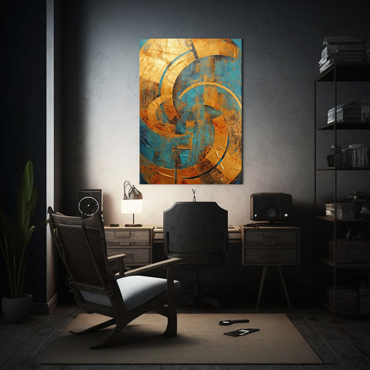 PINTURA AL ÓLEO EN BASTIDOR: CÍRCULO EN TIEMPO, 50X75 CM - 2