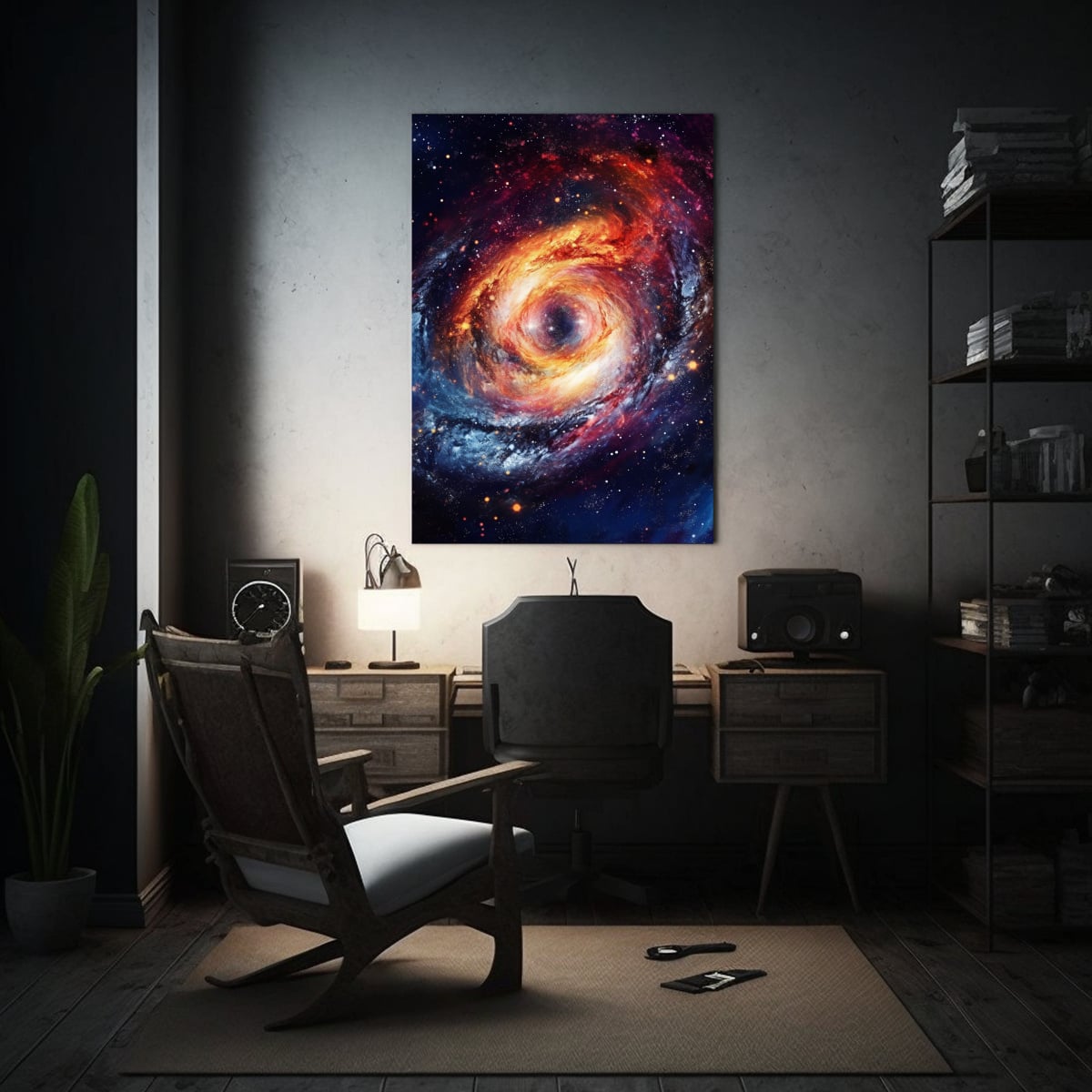 CUADRO DE GALAXIA ESPIRAL CON CUADROES DE TEMA 30X45 CM - 2