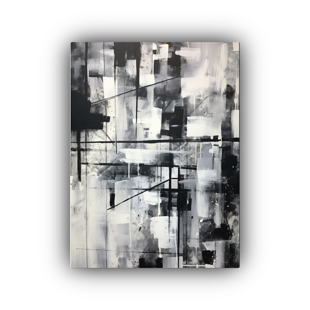 PINTURA ABSTRACTA BLANCO Y NEGRO ESTILO 80X120 CM - 1